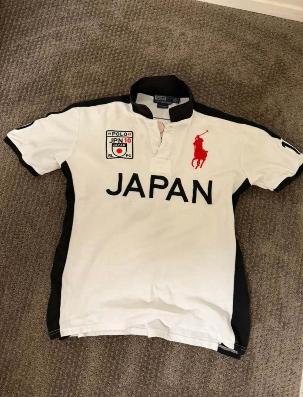 Polo Ralph Lauren Japan 10 Big Pony Rugby Polo Shirt White Black